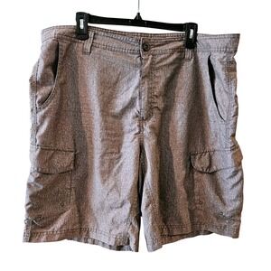 Magellan Outdoors Mens 38 Water Repellent Cargo Shorts Brown Gray Hiking Fishing